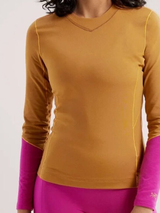 Arc’teryx Tops - Arc’teryx Rho LS Crew Yukon/Amaranthus Hiking Running Camping Top Size M New